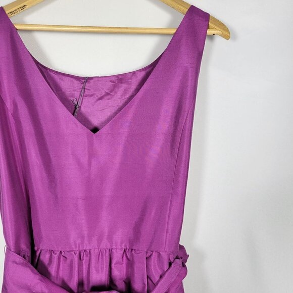 NWT Ann Taylor Women's Celebrations Silk Dupioni Purple Belted Dress Size 14 - Picture 9 of 16